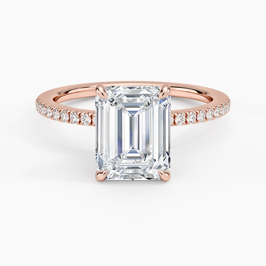 2.25 Karat Emerald Kesim Hidden Halo Tasarım Tektaş Laboratuvar Pırlanta Yüzük - Filora - Bold Diamonds