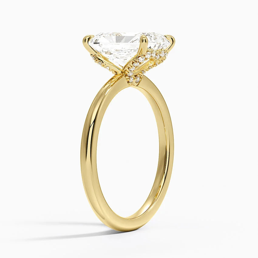 2.15 Karat Radiant Kesim Hidden Halo Tasarım Tektaş Laboratuvar Pırlanta Yüzük - Lyon
