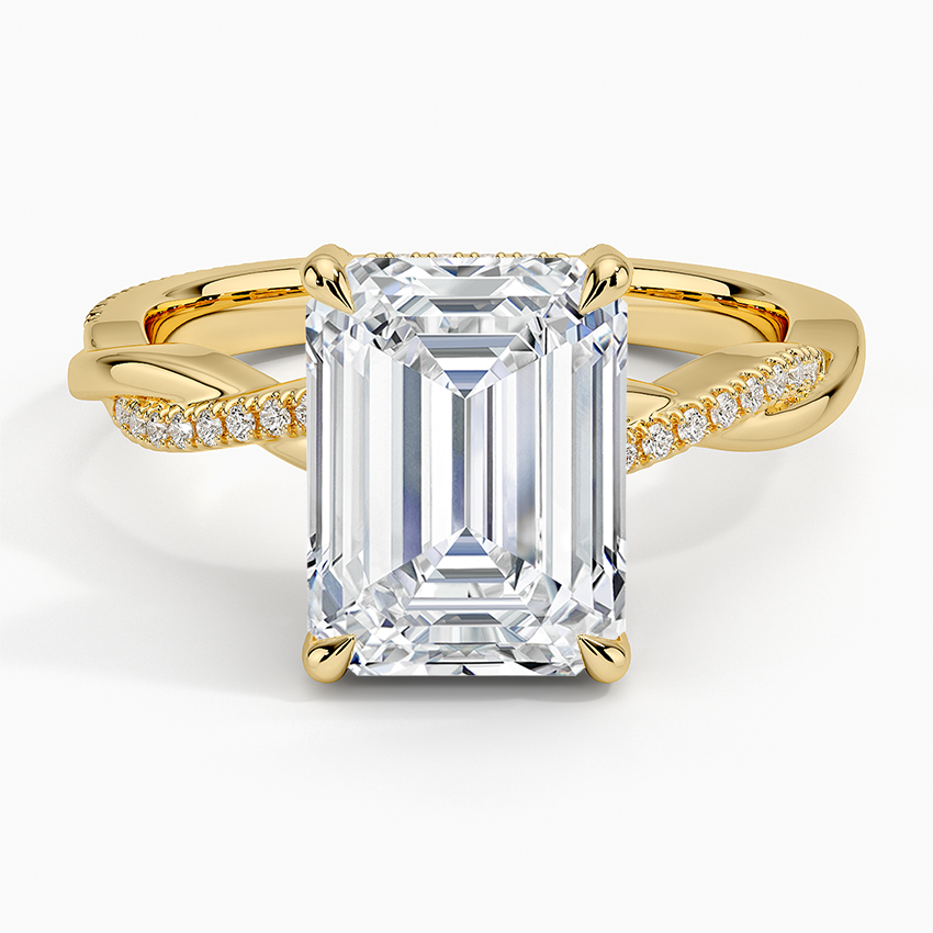 3.25 Karat Emerald Kesim Hidden Halo Tasarım Tektaş Laboratuvar Pırlanta Yüzük  - Riga