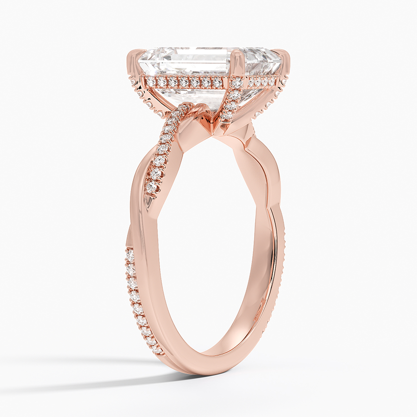 3.25 Karat Emerald Kesim Hidden Halo Tasarım Tektaş Laboratuvar Pırlanta Yüzük  - Riga