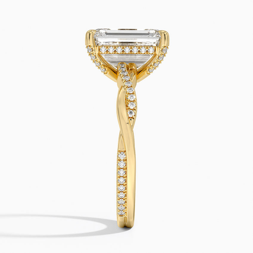 3.25 Karat Emerald Kesim Hidden Halo Tasarım Tektaş Laboratuvar Pırlanta Yüzük  - Riga