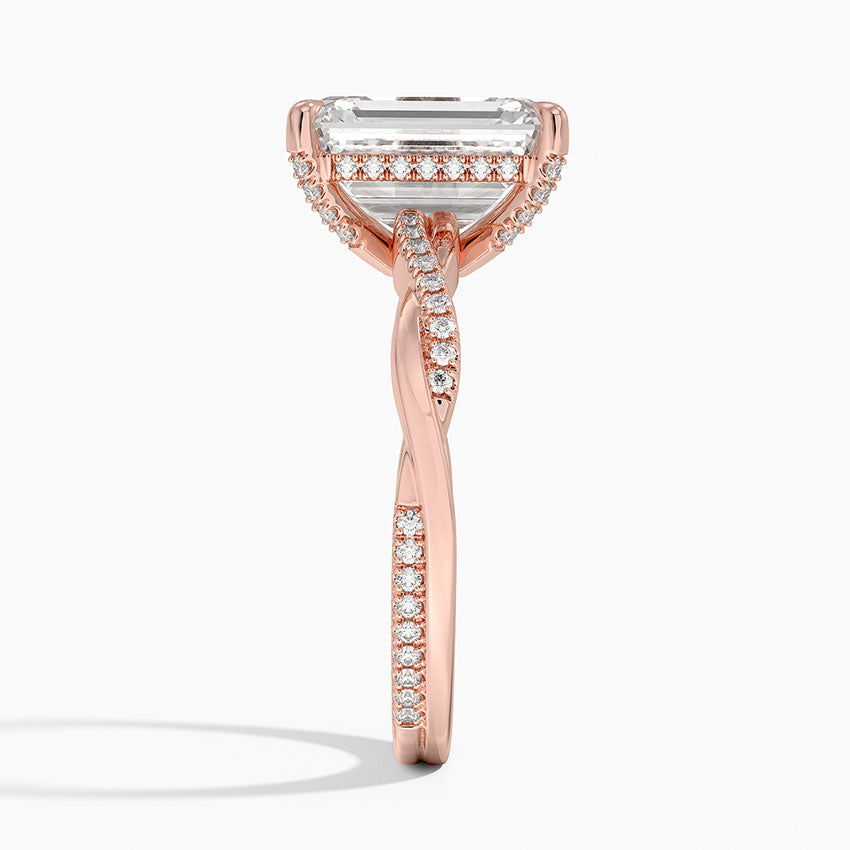 3.25 Karat Emerald Kesim Hidden Halo Tasarım Tektaş Laboratuvar Pırlanta Yüzük  - Riga