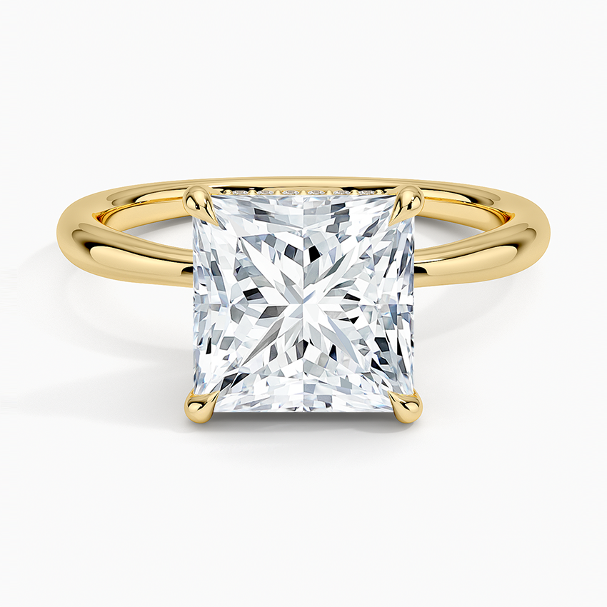 3.10 Karat Prenses Kesim Hidden Halo Tasarım Tektaş Laboratuvar Pırlanta Yüzük 18K  - Alvora - Bold Diamonds