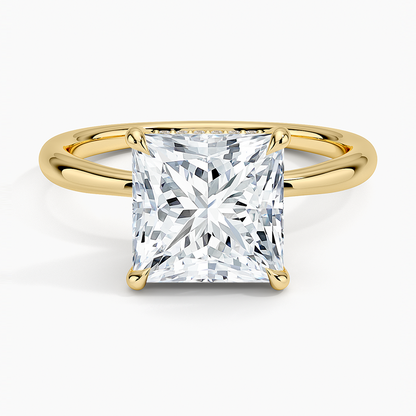 3.10 Karat Prenses Kesim Hidden Halo Tasarım Tektaş Laboratuvar Pırlanta Yüzük 18K  - Alvora - Bold Diamonds