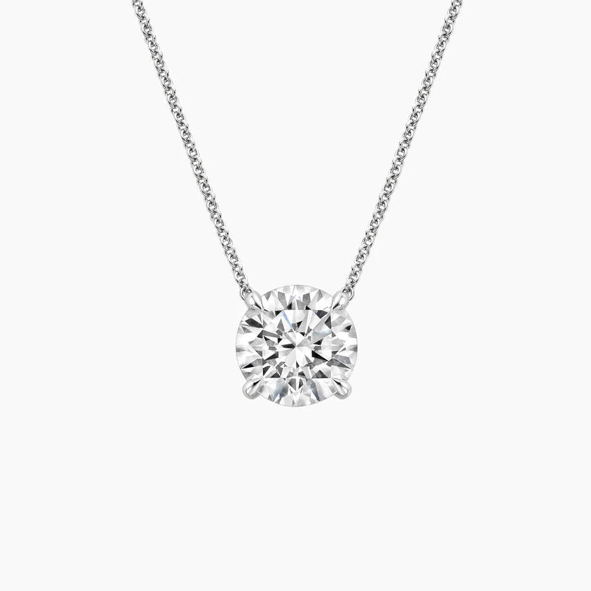 Yuvarlak Model 3.00 karat Yuvarlak Kesim Laboratuvar Pırlanta Kolye 18K - Bold Diamonds