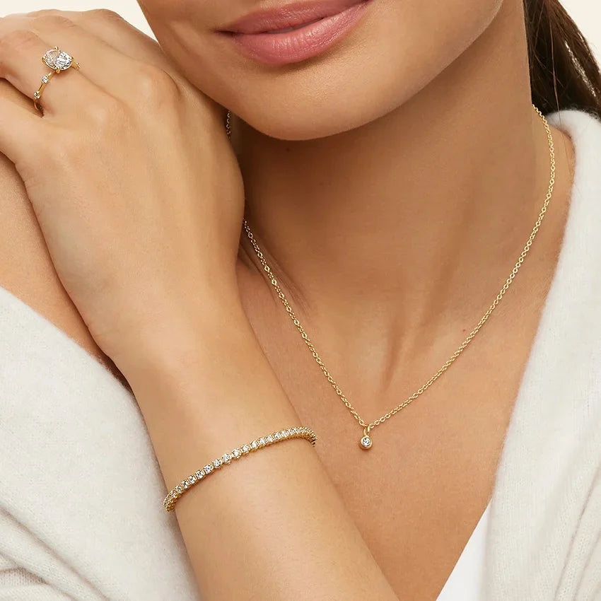 Su Yolu Model 3.00 Karat Yuvarlak Kesim Laboratuvar Pırlanta Bileklik 18K - Bold Diamonds