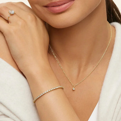 Su Yolu Model 3.00 Karat Yuvarlak Kesim Laboratuvar Pırlanta Bileklik 18K - Bold Diamonds