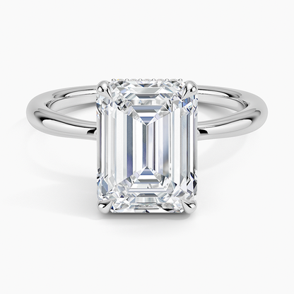 3.10 Karat Emerald Kesim Hidden Halo Tasarım Tektaş Laboratuvar Pırlanta Yüzük 18K  - Alvora - Bold Diamonds