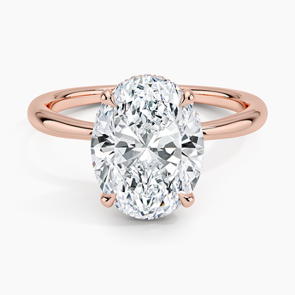 3.10 Karat Oval Kesim Hidden Halo Tasarım Tektaş Laboratuvar Pırlanta Yüzük 18K  - Alvora - Bold Diamonds