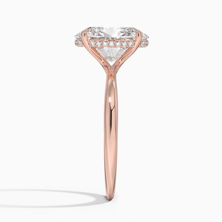3.10 Karat Oval Kesim Hidden Halo Tasarım Tektaş Laboratuvar Pırlanta Yüzük 18K  - Alvora - Bold Diamonds