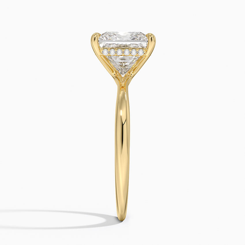 3.10 Karat Prenses Kesim Hidden Halo Tasarım Tektaş Laboratuvar Pırlanta Yüzük 18K  - Alvora - Bold Diamonds