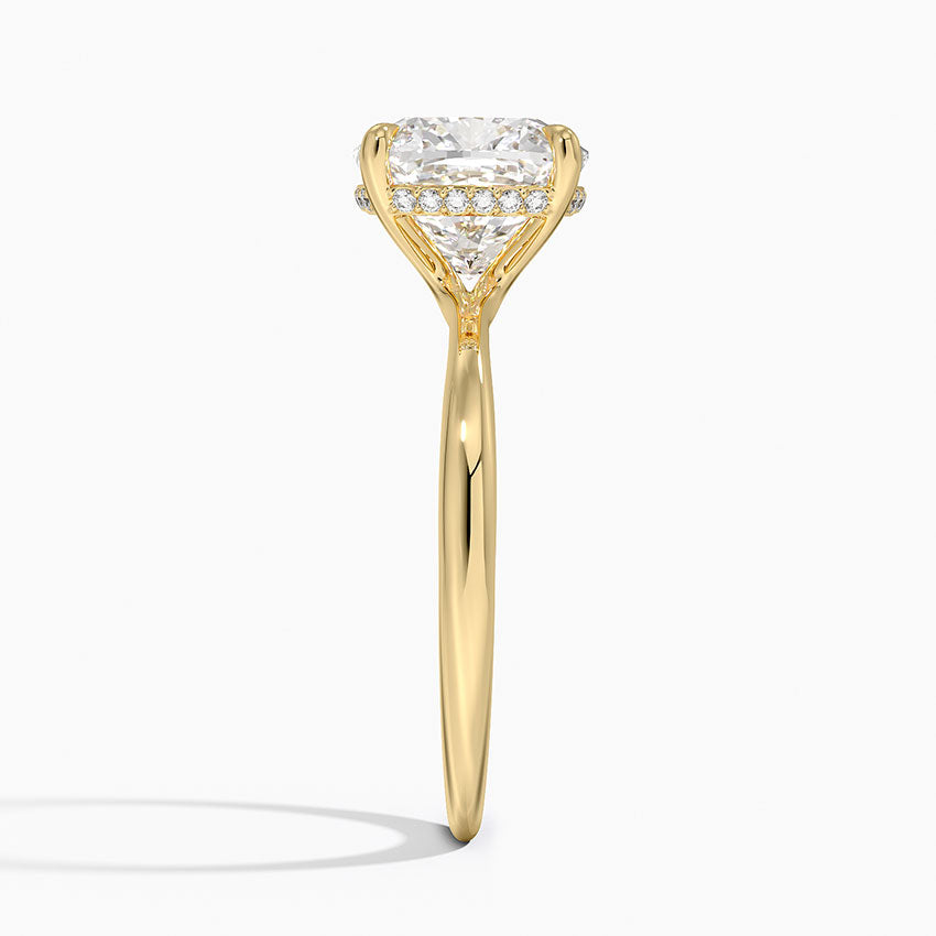 3.10 Karat Cushion Kesim Hidden Halo Tasarım Tektaş Laboratuvar Pırlanta Yüzük 18K  - Alvora - Bold Diamonds