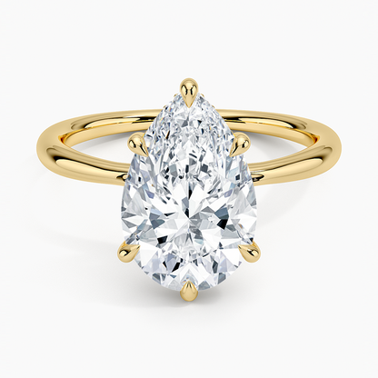 3.10 Karat Pear Kesim Hidden Halo Tasarım Tektaş Laboratuvar Pırlanta Yüzük 18K  - Alvora - Bold Diamonds