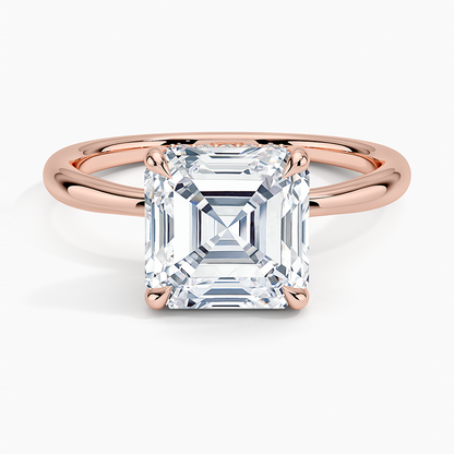 3.10 Karat Asscher Kesim Hidden Halo Tasarım Tektaş Laboratuvar Pırlanta Yüzük 18K  - Alvora - Bold Diamonds