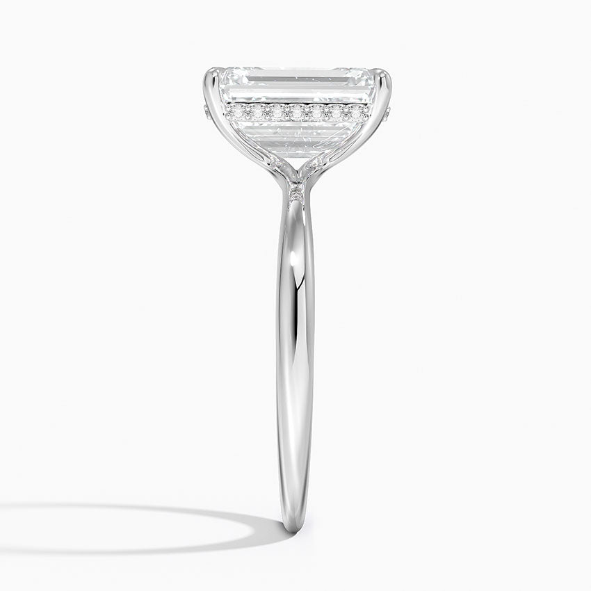 3.10 Karat Emerald Kesim Hidden Halo Tasarım Tektaş Laboratuvar Pırlanta Yüzük 18K  - Alvora - Bold Diamonds