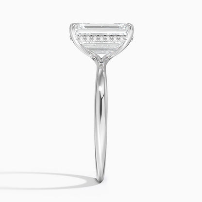3.10 Karat Emerald Kesim Hidden Halo Tasarım Tektaş Laboratuvar Pırlanta Yüzük 18K  - Alvora - Bold Diamonds