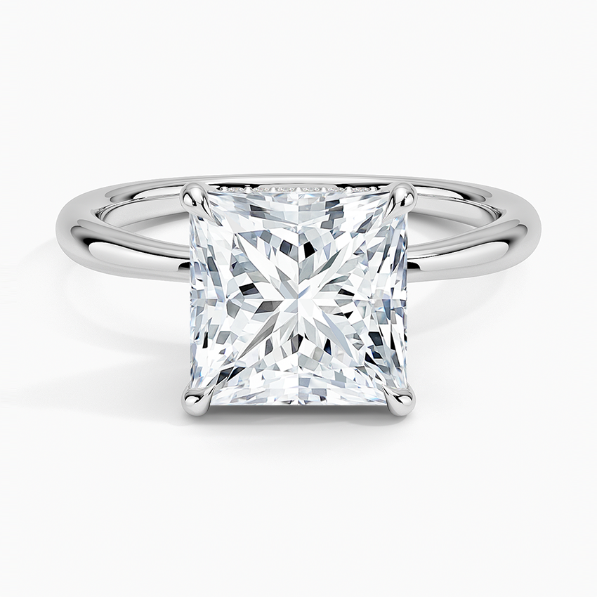 3.10 Karat Prenses Kesim Hidden Halo Tasarım Tektaş Laboratuvar Pırlanta Yüzük 18K  - Alvora - Bold Diamonds
