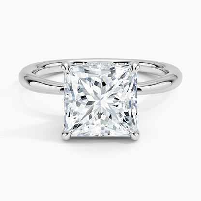 3.10 Karat Prenses Kesim Hidden Halo Tasarım Tektaş Laboratuvar Pırlanta Yüzük 18K  - Alvora - Bold Diamonds
