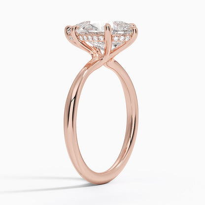 3.10 Karat Pear Kesim Hidden Halo Tasarım Tektaş Laboratuvar Pırlanta Yüzük 18K  - Alvora - Bold Diamonds