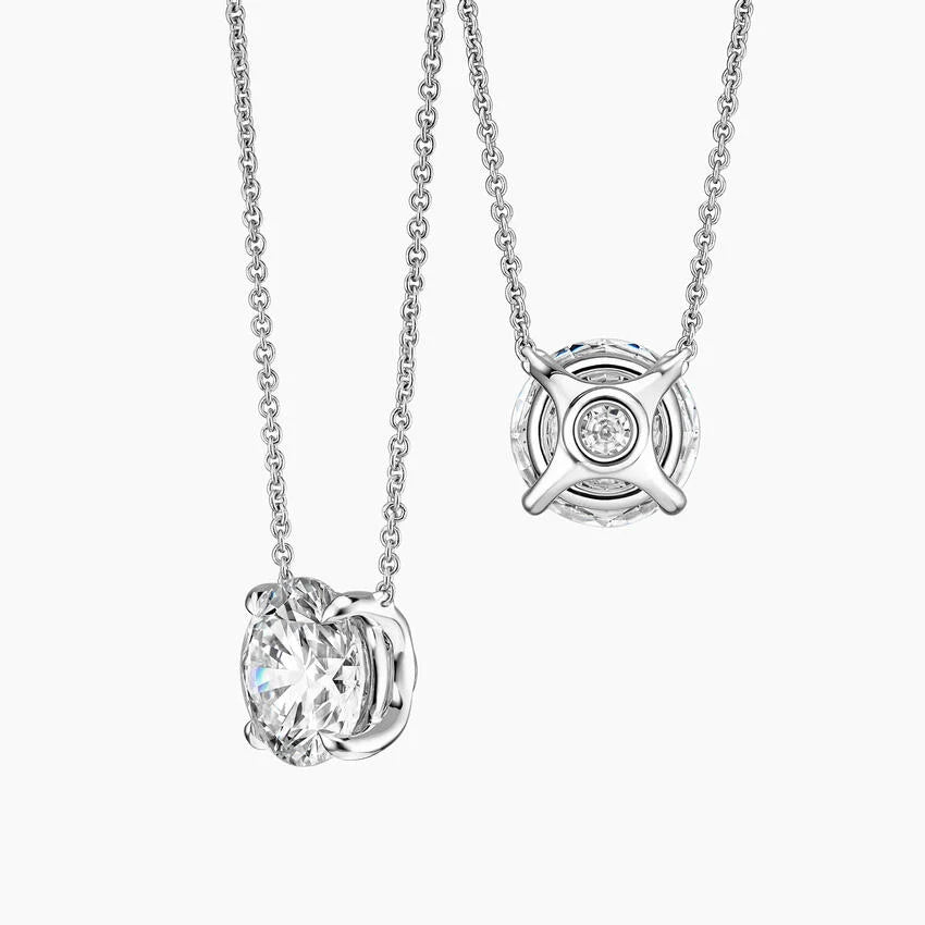 Yuvarlak Model 3.00 karat Yuvarlak Kesim Laboratuvar Pırlanta Kolye 18K - Bold Diamonds