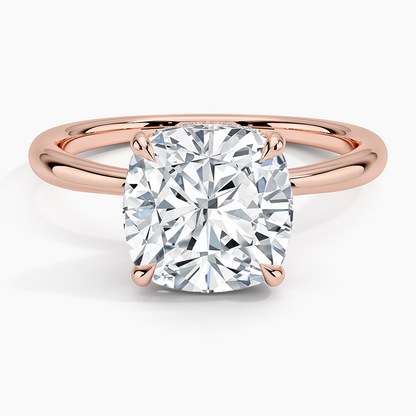 3.10 Karat Cushion Kesim Hidden Halo Tasarım Tektaş Laboratuvar Pırlanta Yüzük 18K  - Alvora - Bold Diamonds