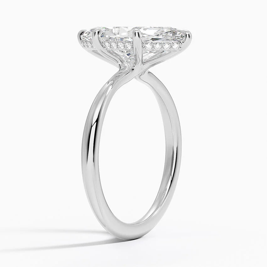 3.10 Karat Marquise Kesim Hidden Halo Tasarım Tektaş Laboratuvar Pırlanta Yüzük 18K  - Alvora - Bold Diamonds