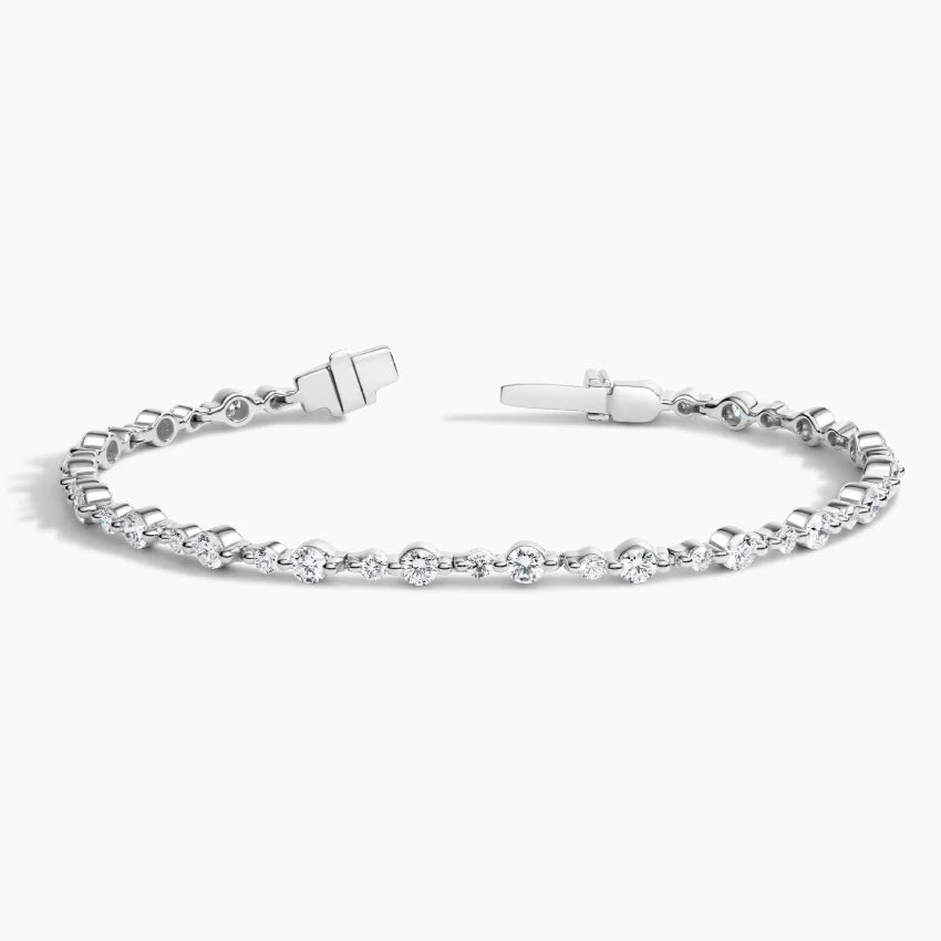 Su Yolu Model 3.00 Karat Yuvarlak Kesim Laboratuvar Pırlanta Bileklik 18K - Bold Diamonds