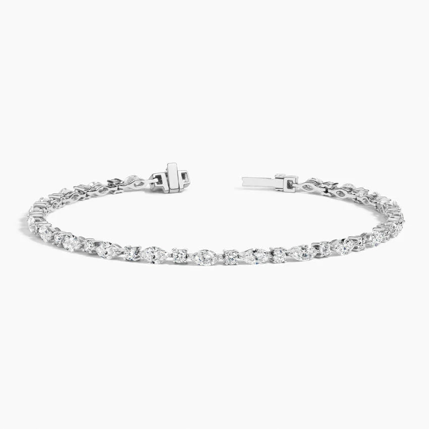 Pırlanta Yağmuru Model 3.00 Karat Markiz Kesim Laboratuvar Pırlanta Bileklik 18K - Bold Diamonds