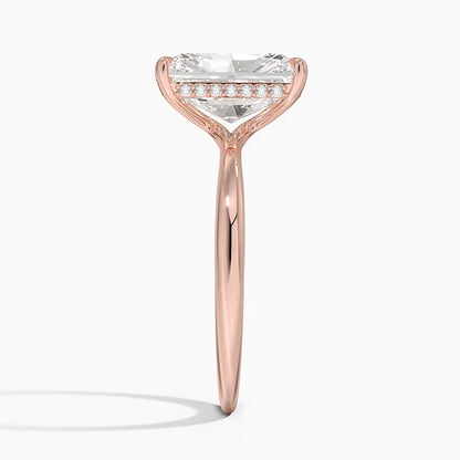 3.10 Karat Radiant Kesim Hidden Halo Tasarım Tektaş Laboratuvar Pırlanta Yüzük 18K  - Alvora - Bold Diamonds