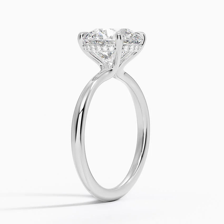 3.10 Karat Hidden Halo Tasarım Tektaş Laboratuvar Pırlanta Yüzük 18K  - Alvora - Bold Diamonds