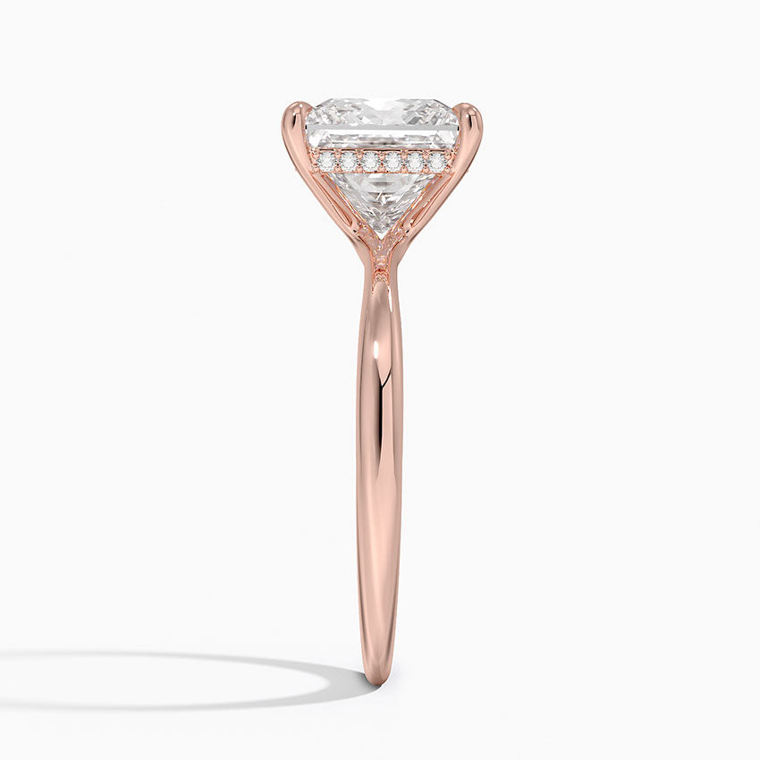3.10 Karat Prenses Kesim Hidden Halo Tasarım Tektaş Laboratuvar Pırlanta Yüzük 18K  - Alvora - Bold Diamonds