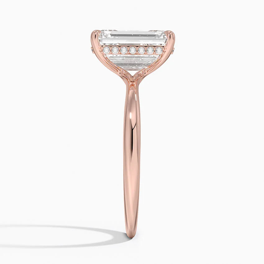 3.10 Karat Emerald Kesim Hidden Halo Tasarım Tektaş Laboratuvar Pırlanta Yüzük 18K  - Alvora - Bold Diamonds