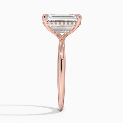 3.10 Karat Emerald Kesim Hidden Halo Tasarım Tektaş Laboratuvar Pırlanta Yüzük 18K  - Alvora - Bold Diamonds