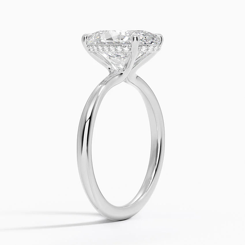 3.10 Karat Oval Kesim Hidden Halo Tasarım Tektaş Laboratuvar Pırlanta Yüzük 18K  - Alvora - Bold Diamonds