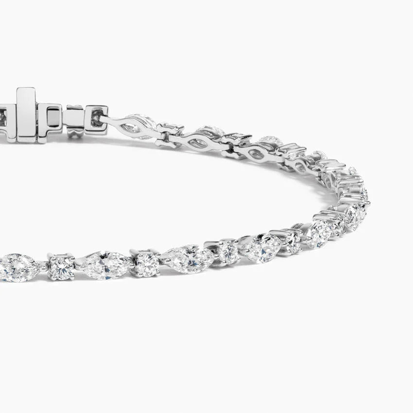 Pırlanta Yağmuru Model 3.00 Karat Markiz Kesim Laboratuvar Pırlanta Bileklik 18K - Bold Diamonds