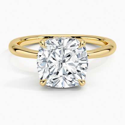 3.10 Karat Cushion Kesim Hidden Halo Tasarım Tektaş Laboratuvar Pırlanta Yüzük 18K  - Alvora - Bold Diamonds