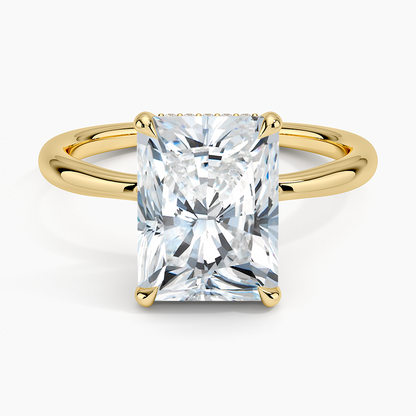 3.10 Karat Radiant Kesim Hidden Halo Tasarım Tektaş Laboratuvar Pırlanta Yüzük 18K  - Alvora - Bold Diamonds