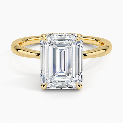3.10 Karat Emerald Kesim Hidden Halo Tasarım Tektaş Laboratuvar Pırlanta Yüzük 18K  - Alvora - Bold Diamonds