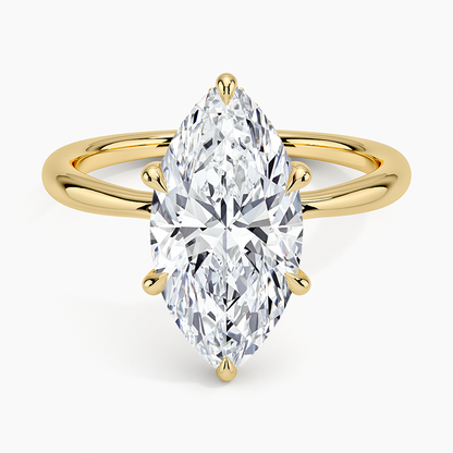 3.10 Karat Marquise Kesim Hidden Halo Tasarım Tektaş Laboratuvar Pırlanta Yüzük 18K  - Alvora - Bold Diamonds