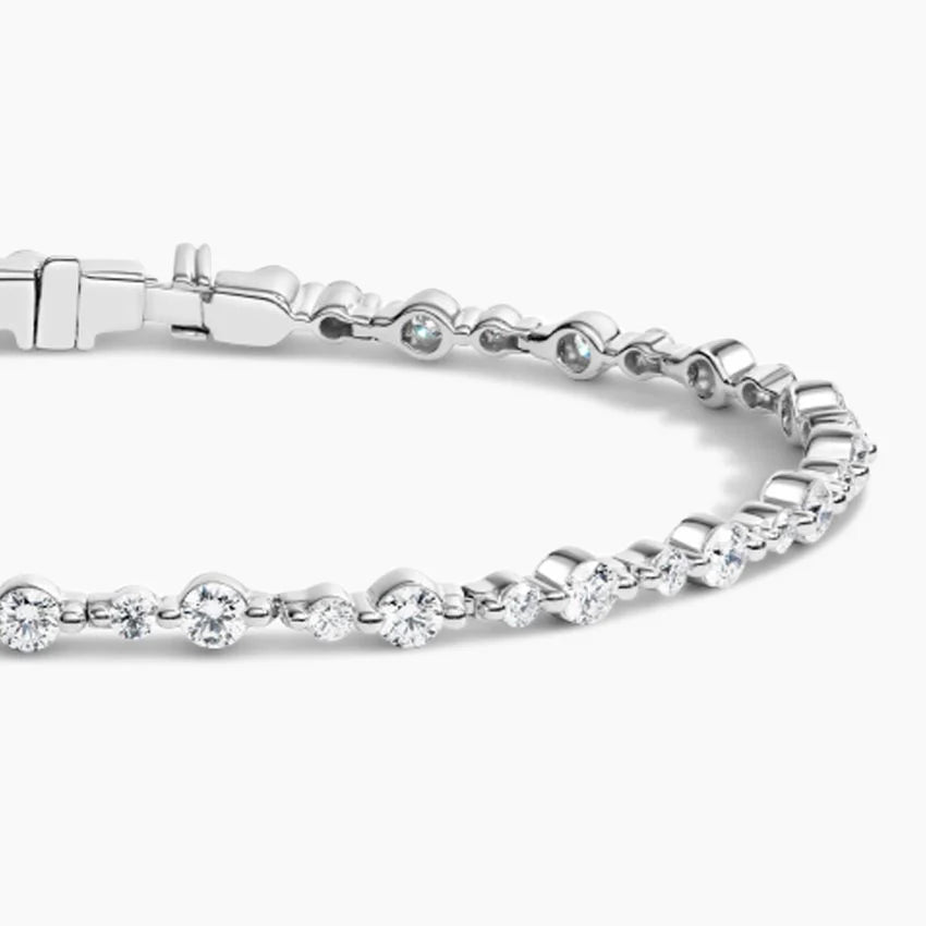 Su Yolu Model 3.00 Karat Yuvarlak Kesim Laboratuvar Pırlanta Bileklik 18K - Bold Diamonds