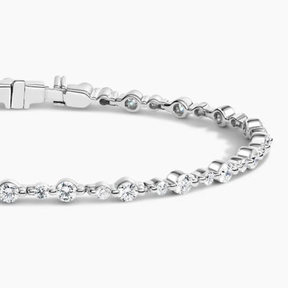 Su Yolu Model 3.00 Karat Yuvarlak Kesim Laboratuvar Pırlanta Bileklik 18K - Bold Diamonds