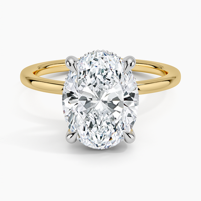 3.10 Karat Oval Kesim Hidden Halo Tasarım Tektaş Laboratuvar Pırlanta Yüzük 18K  - Elora - Bold Diamonds