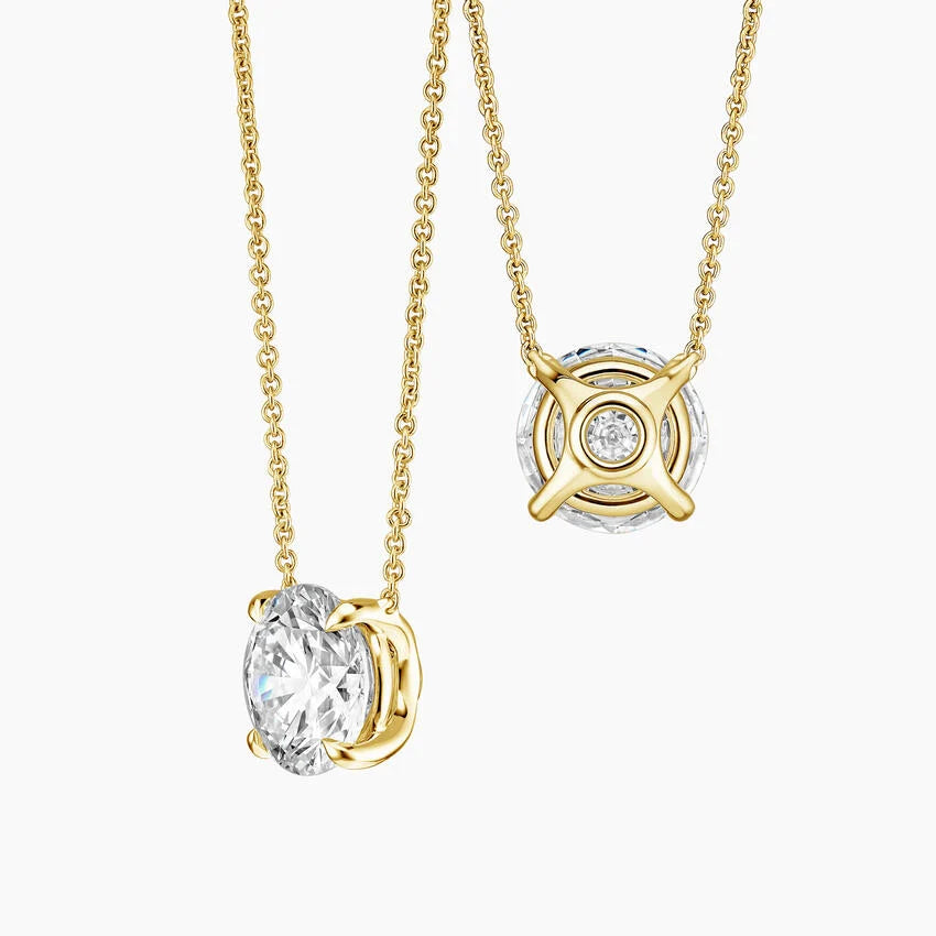 Yuvarlak Model 3.00 karat Yuvarlak Kesim Laboratuvar Pırlanta Kolye 18K - Bold Diamonds