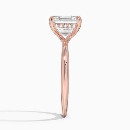 3.10 Karat Asscher Kesim Hidden Halo Tasarım Tektaş Laboratuvar Pırlanta Yüzük 18K  - Alvora - Bold Diamonds