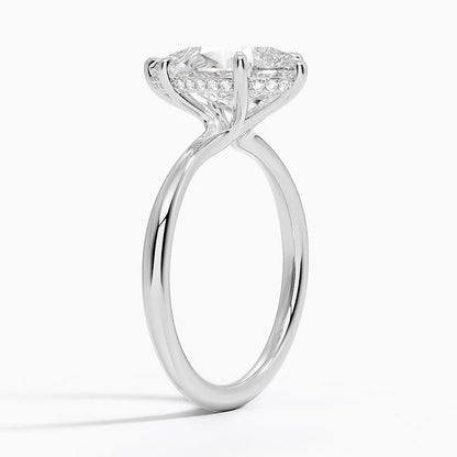 3.10 Karat Pear Kesim Hidden Halo Tasarım Tektaş Laboratuvar Pırlanta Yüzük 18K  - Alvora - Bold Diamonds