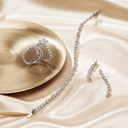 Su Yolu Model 3.00 Karat Yuvarlak Kesim Laboratuvar Pırlanta Bileklik 18K - Bold Diamonds