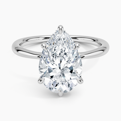 3.10 Karat Pear Kesim Hidden Halo Tasarım Tektaş Laboratuvar Pırlanta Yüzük 18K  - Alvora - Bold Diamonds