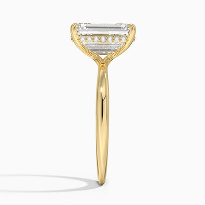 3.10 Karat Emerald Kesim Hidden Halo Tasarım Tektaş Laboratuvar Pırlanta Yüzük 18K  - Alvora - Bold Diamonds