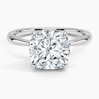 3.10 Karat Cushion Kesim Hidden Halo Tasarım Tektaş Laboratuvar Pırlanta Yüzük 18K  - Alvora - Bold Diamonds
