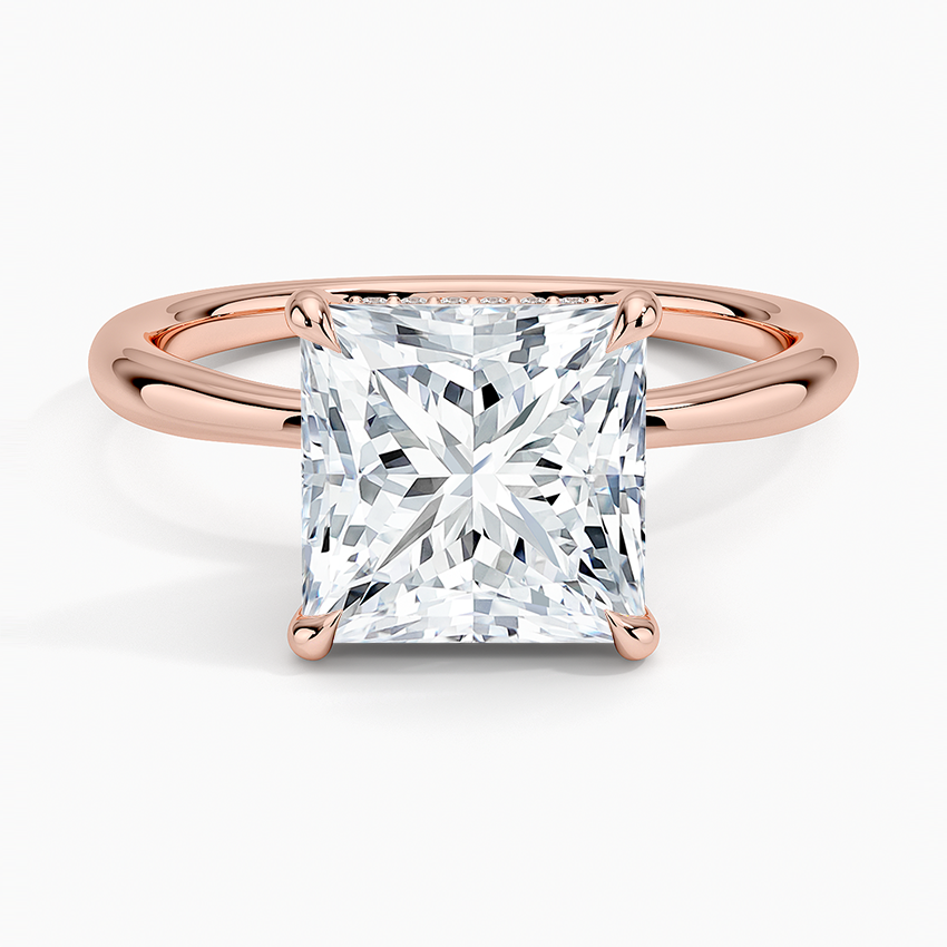 3.10 Karat Prenses Kesim Hidden Halo Tasarım Tektaş Laboratuvar Pırlanta Yüzük 18K  - Alvora - Bold Diamonds